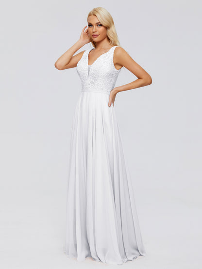 Eliza V Neck Straps Chiffon Bridesmaid Dresses
