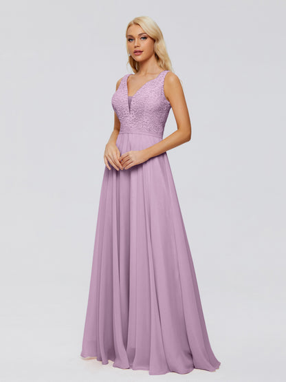 Eliza V Neck Straps Chiffon Bridesmaid Dresses