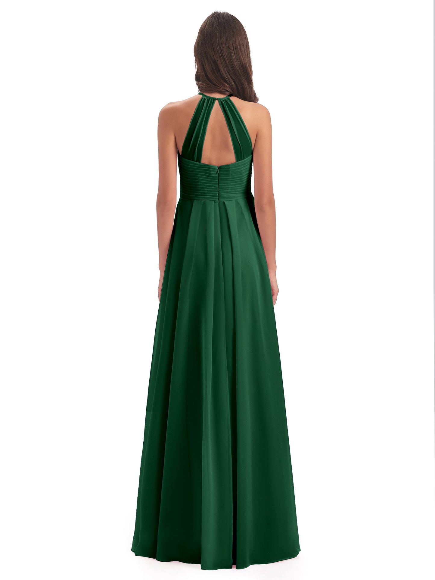 Ellison Floor Length Halter Keyhole Chiffon Bridesmaid Dresses