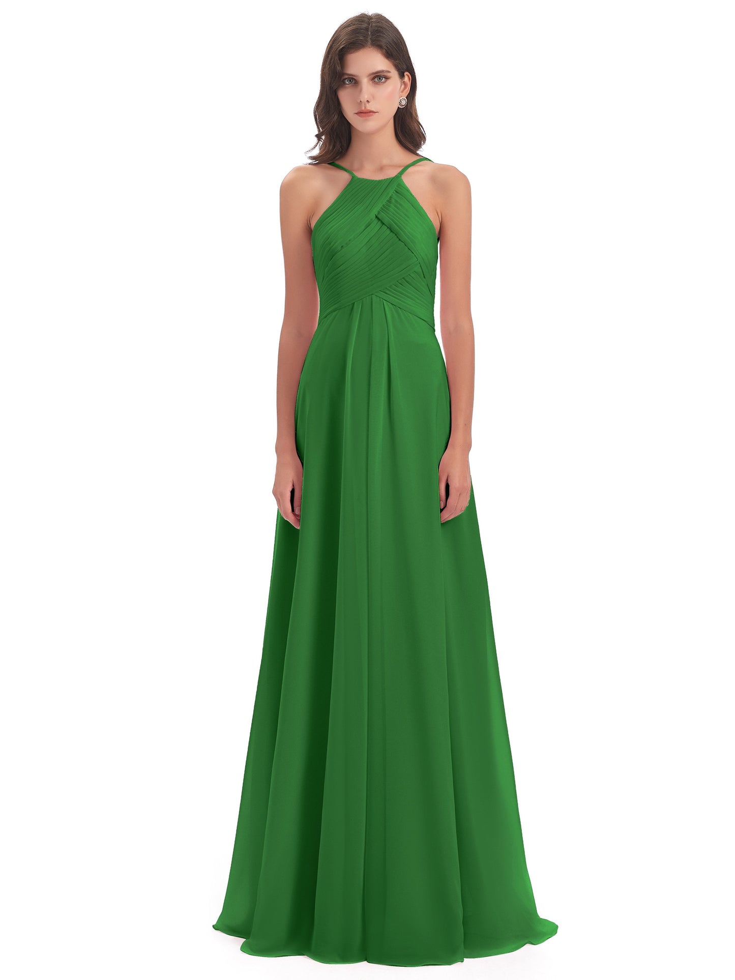 Ellison Floor Length Halter Keyhole Chiffon Bridesmaid Dresses