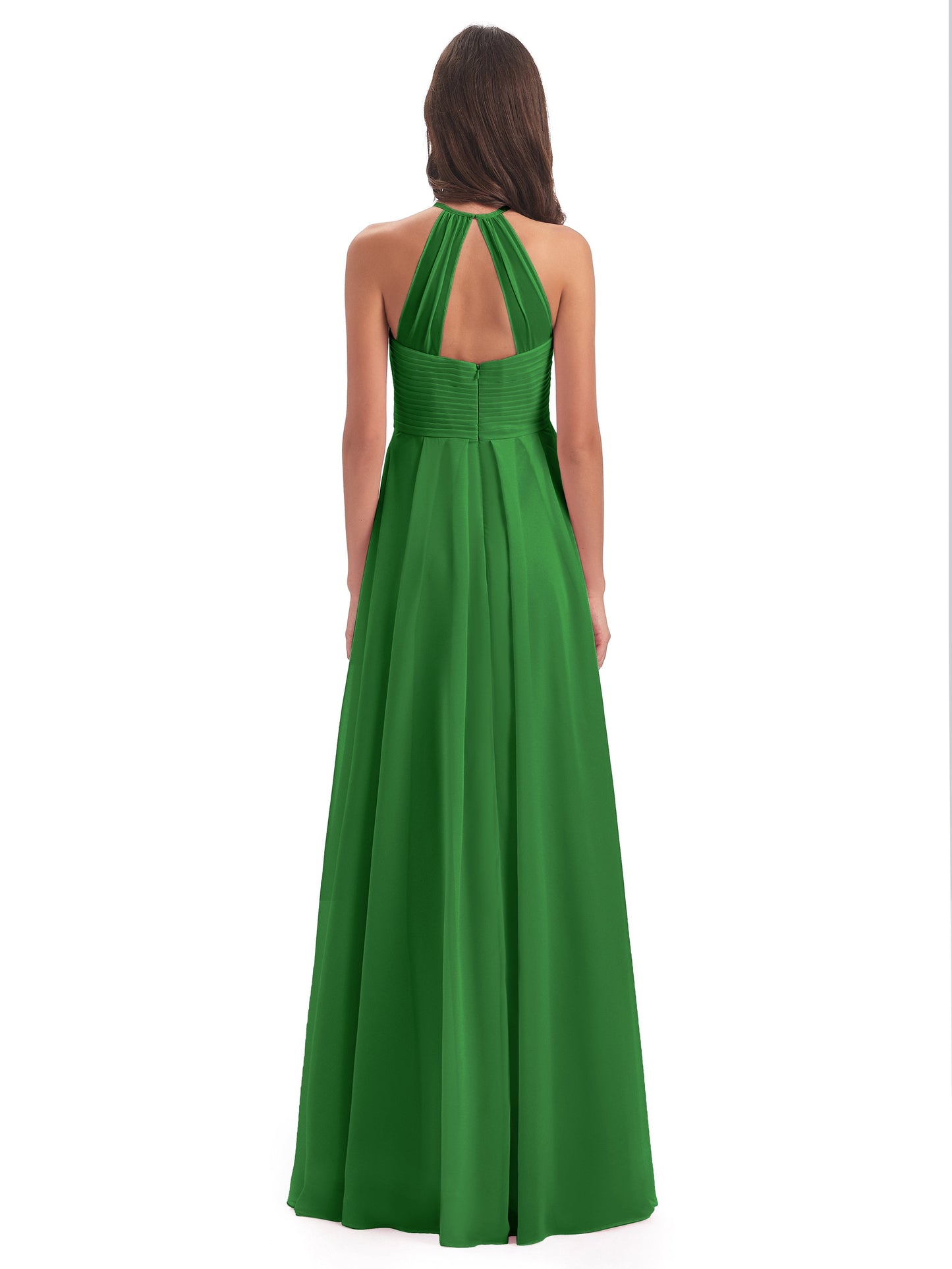 Ellison Floor Length Halter Keyhole Chiffon Bridesmaid Dresses