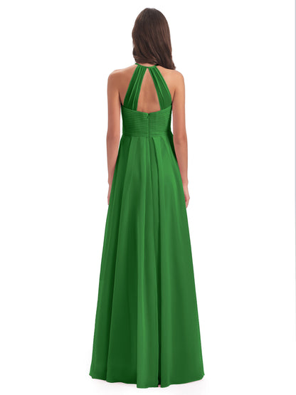 Ellison Floor Length Halter Keyhole Chiffon Bridesmaid Dresses