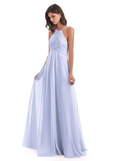Ellison Floor Length Halter Keyhole Chiffon Bridesmaid Dresses