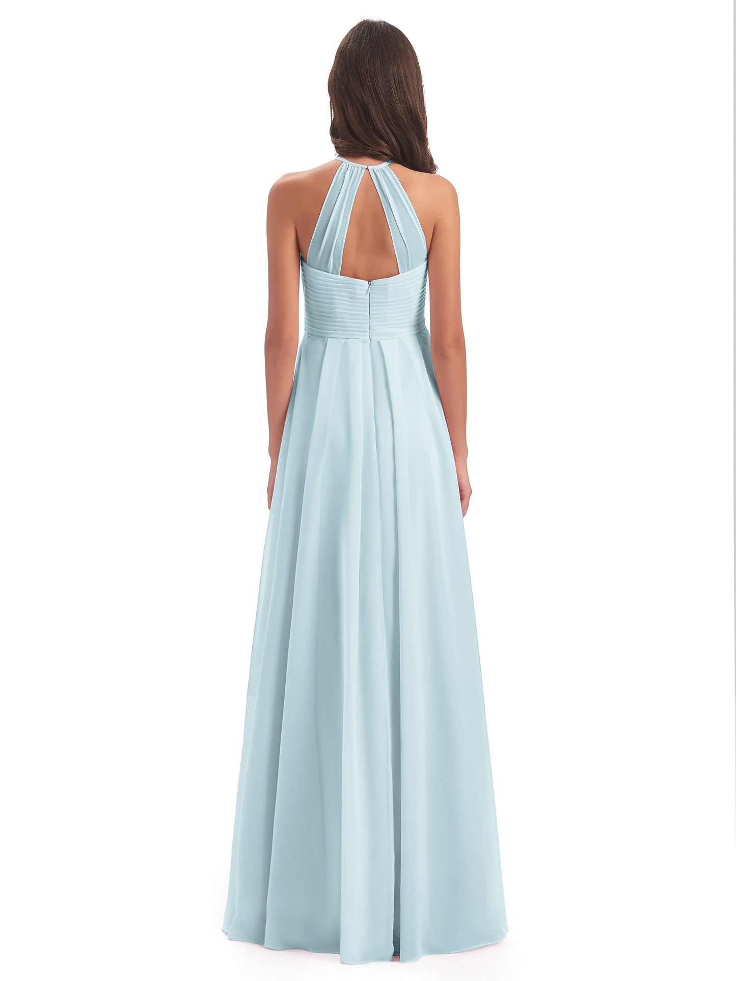 Ellison Floor Length Halter Keyhole Chiffon Bridesmaid Dresses