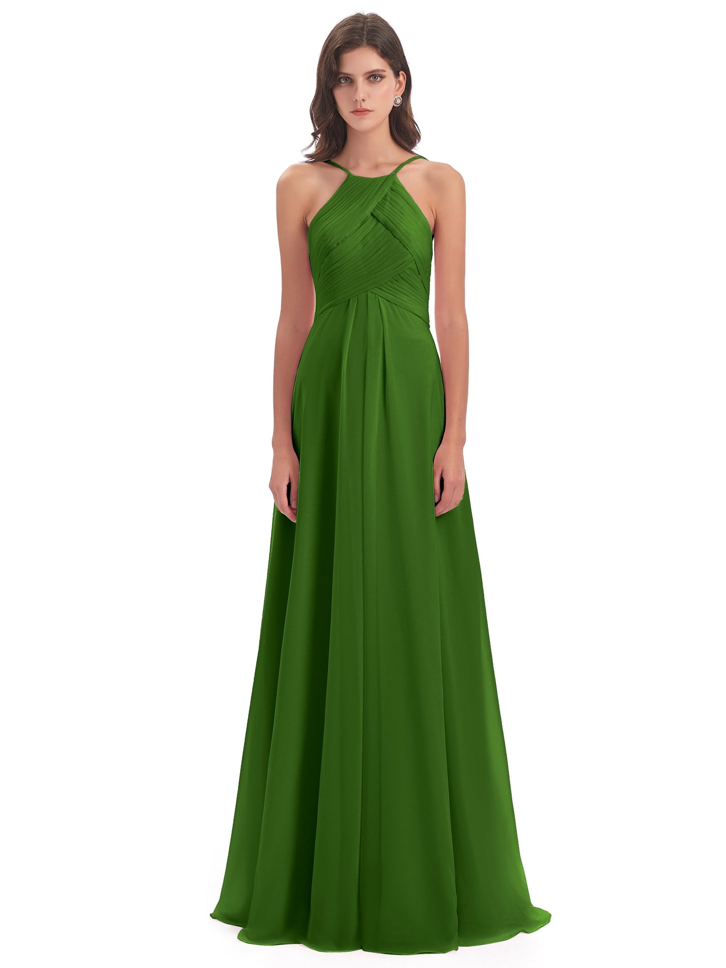 Ellison Floor Length Halter Keyhole Chiffon Bridesmaid Dresses