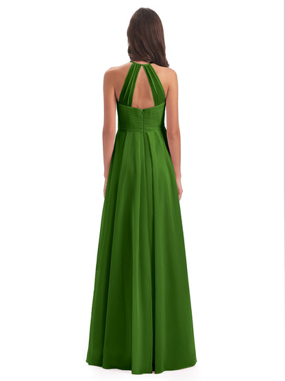Ellison Floor Length Halter Keyhole Chiffon Bridesmaid Dresses