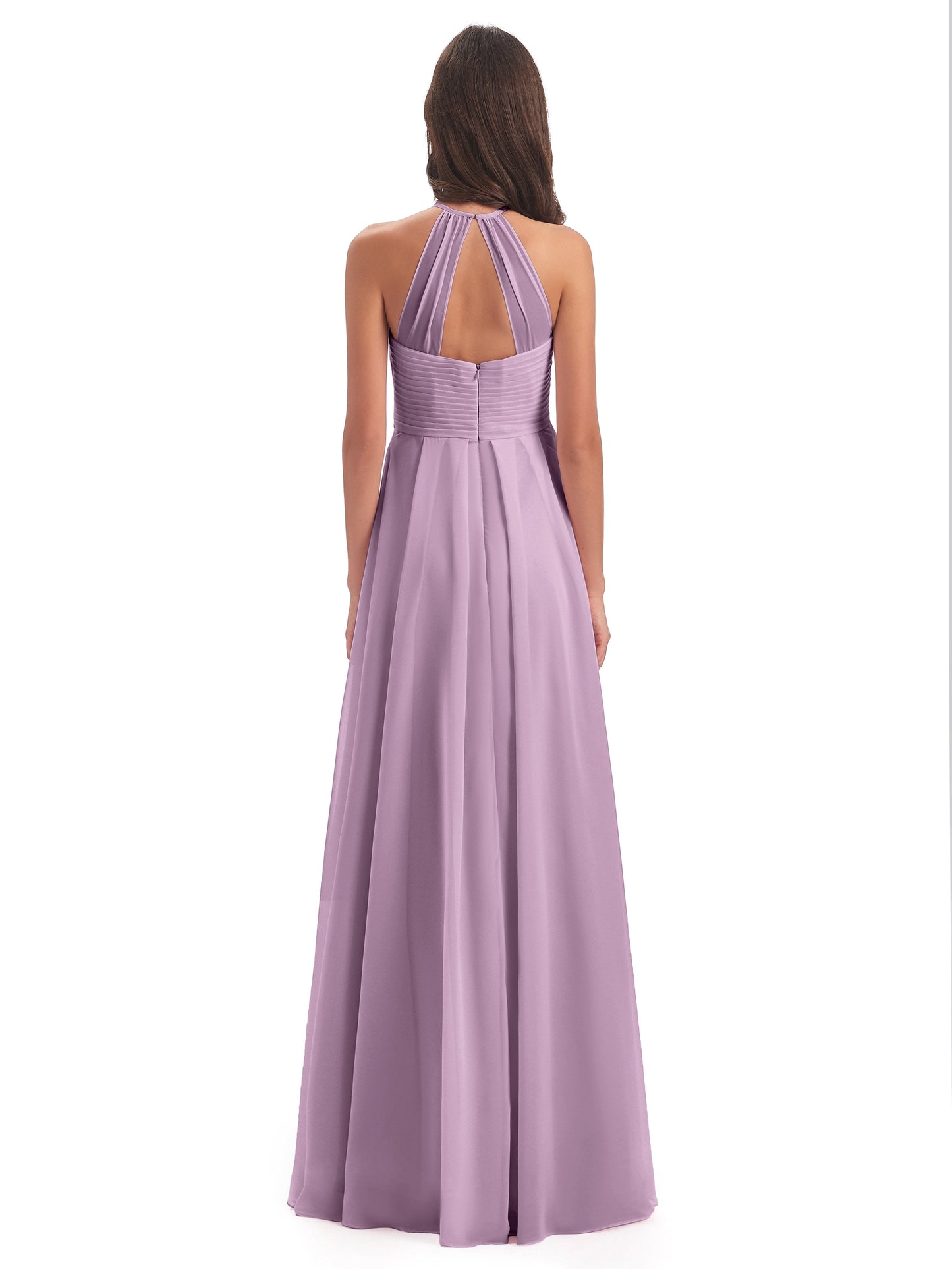 Ellison Floor Length Halter Keyhole Chiffon Bridesmaid Dresses