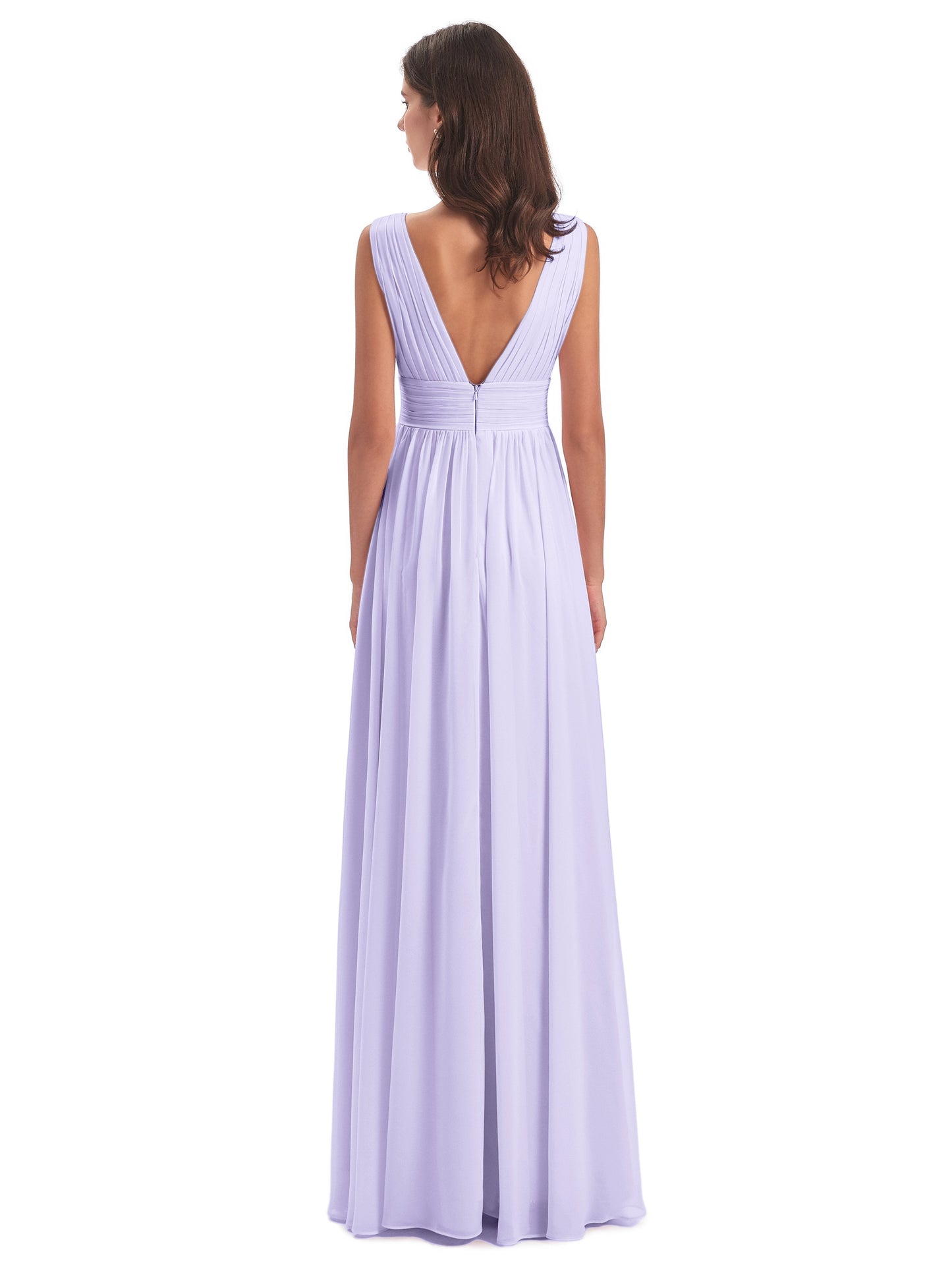 Emma Floor Length V Neck Split Chiffon Bridesmaid Dresses