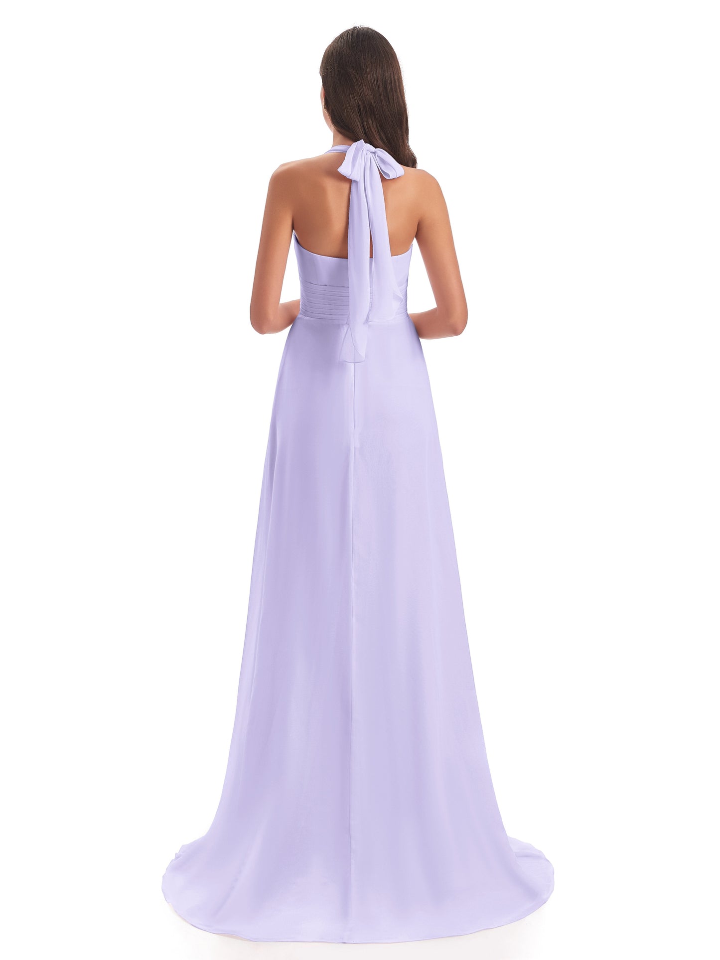 Ensley Court Train High-low Halter Chiffon Bridesmaid Dresses