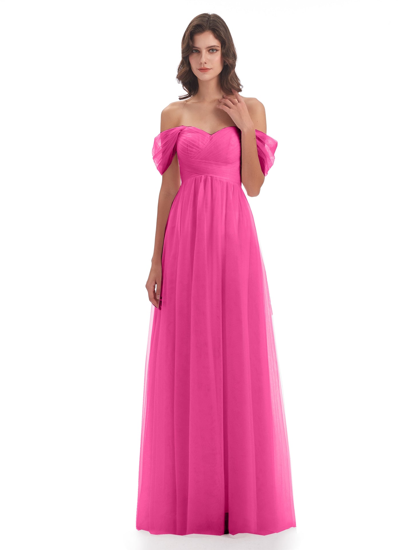 Evelyn Off The Shoulder Tulle Long Bridesmaid Dresses