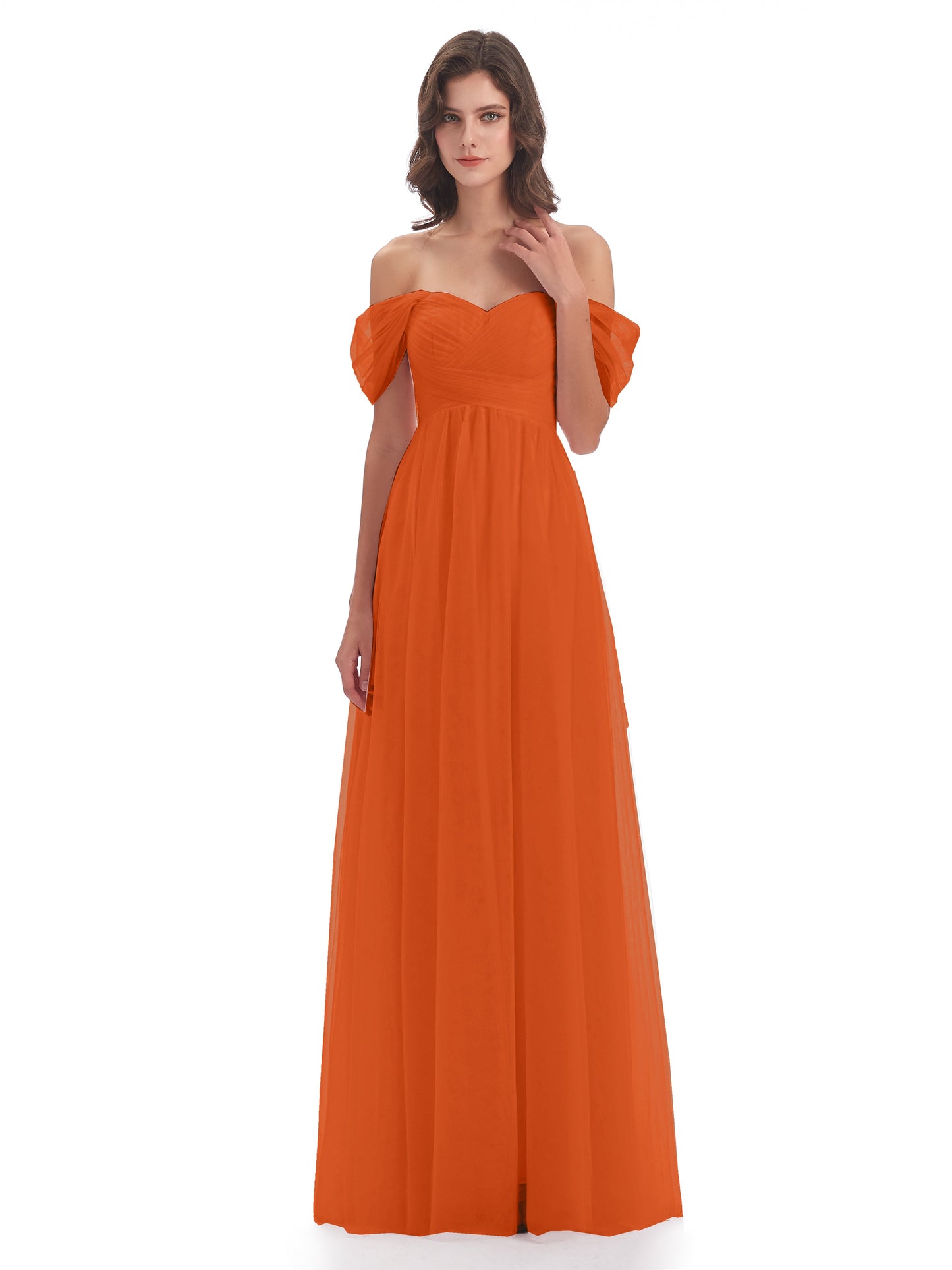 Evelyn Off The Shoulder Tulle Long Bridesmaid Dresses