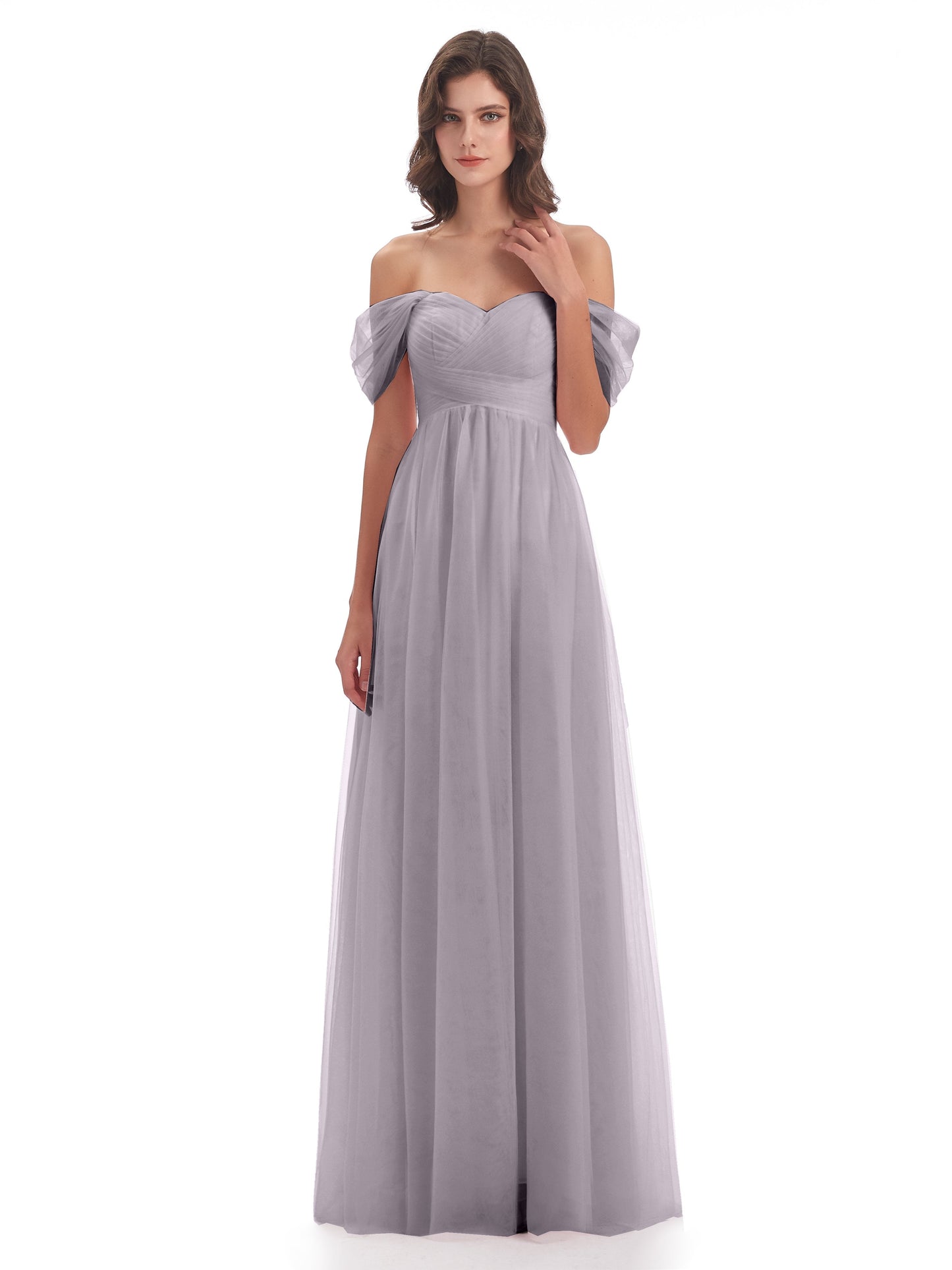 Evelyn Off The Shoulder Tulle Long Bridesmaid Dresses