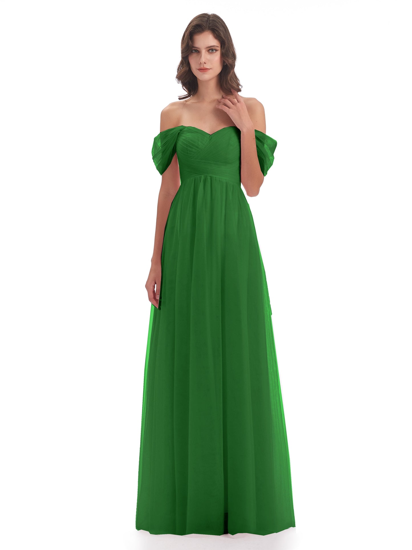Evelyn Off The Shoulder Tulle Long Bridesmaid Dresses
