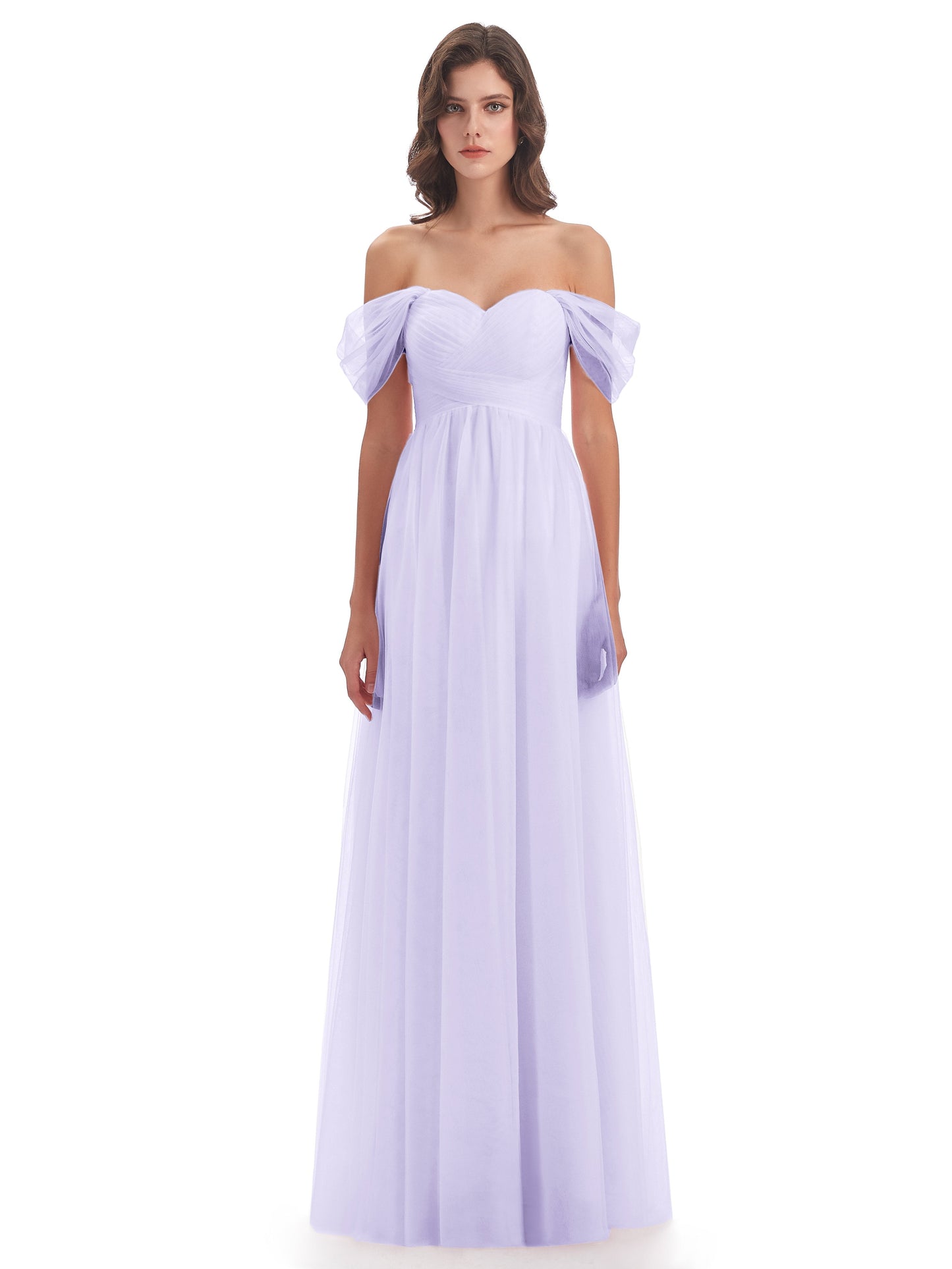 Evelyn Off The Shoulder Tulle Long Bridesmaid Dresses