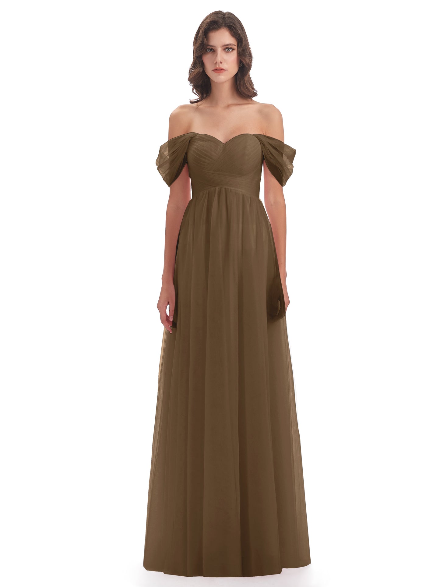 Evelyn Off The Shoulder Tulle Long Bridesmaid Dresses
