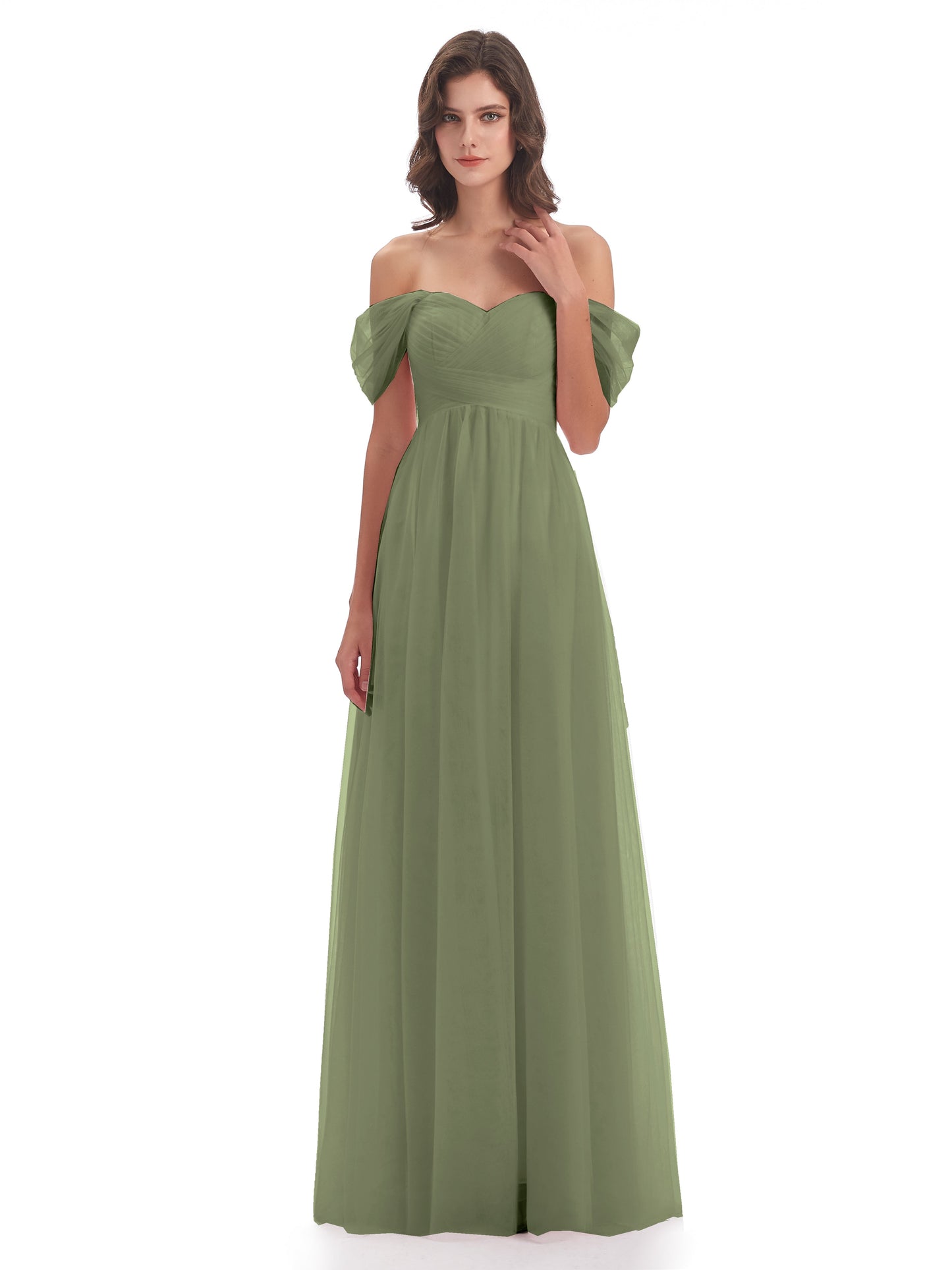 Evelyn Off The Shoulder Tulle Long Bridesmaid Dresses