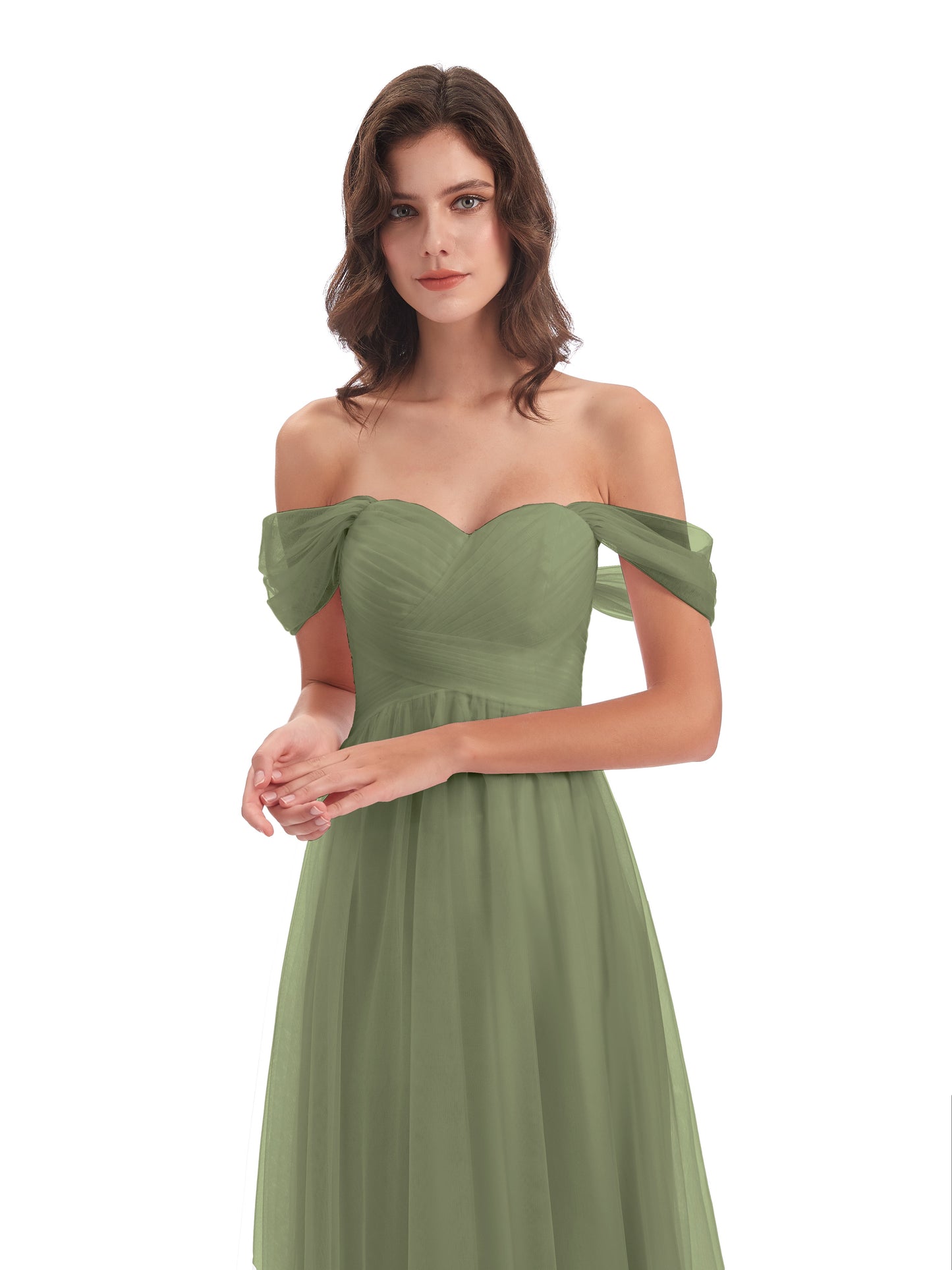 Evelyn Off The Shoulder Tulle Long Bridesmaid Dresses