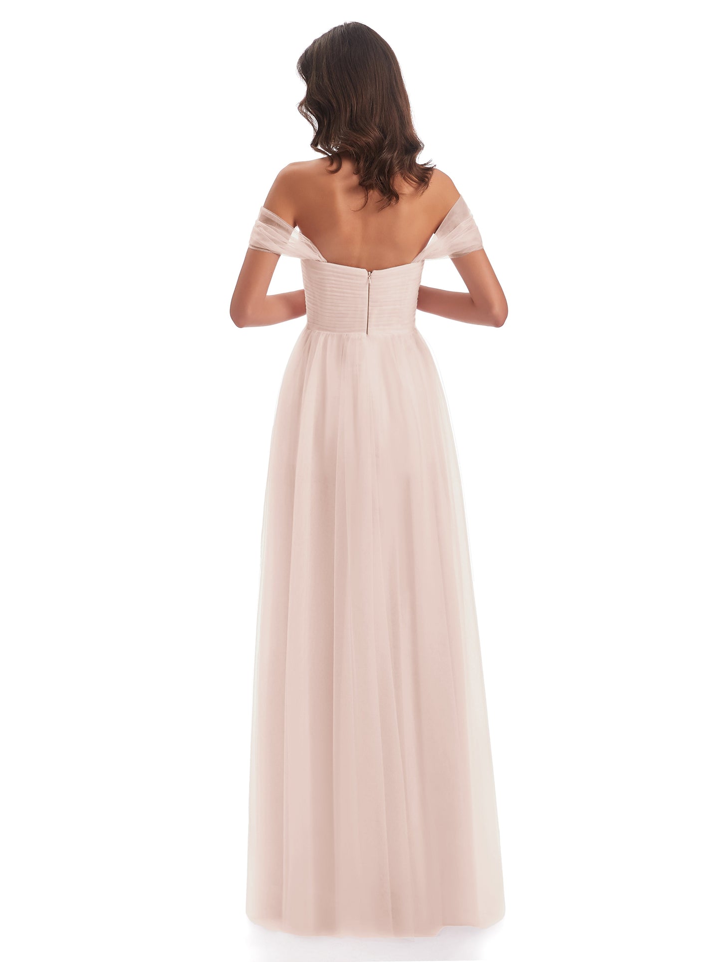 Evelyn Off The Shoulder Tulle Long Bridesmaid Dresses