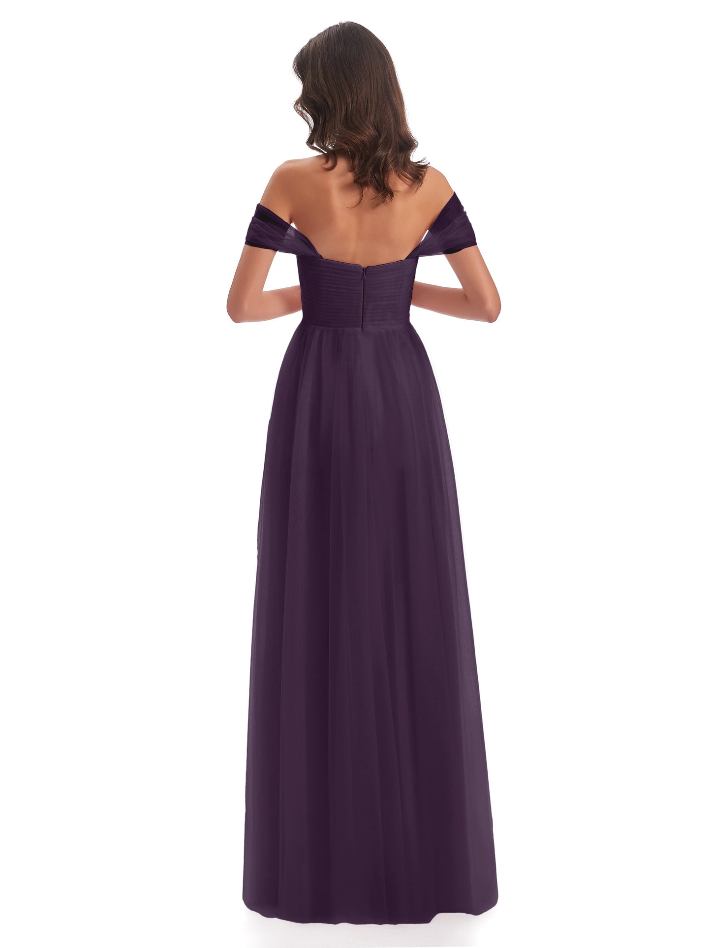 Evelyn Off The Shoulder Tulle Long Bridesmaid Dresses