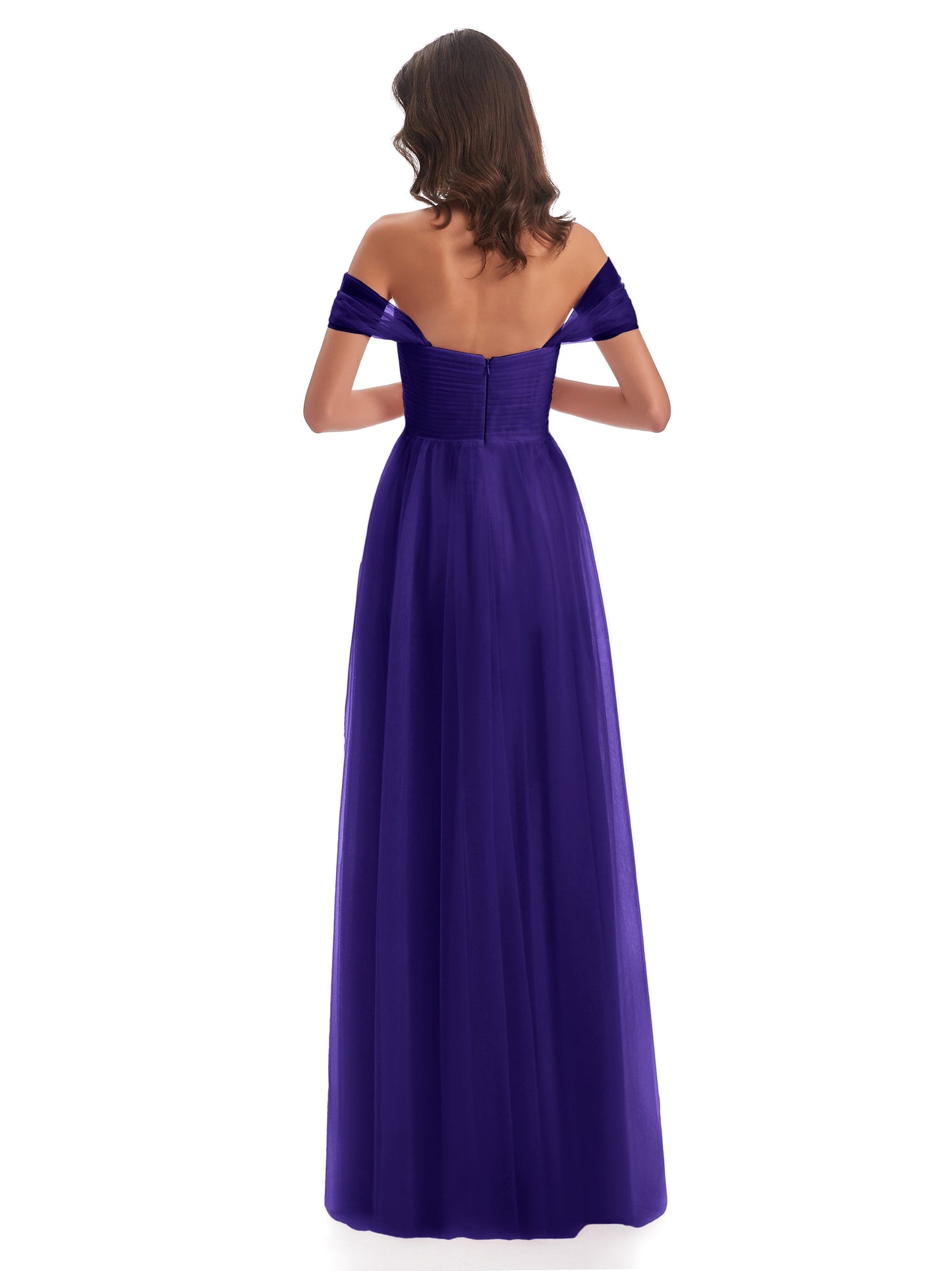 Evelyn Off The Shoulder Tulle Long Bridesmaid Dresses