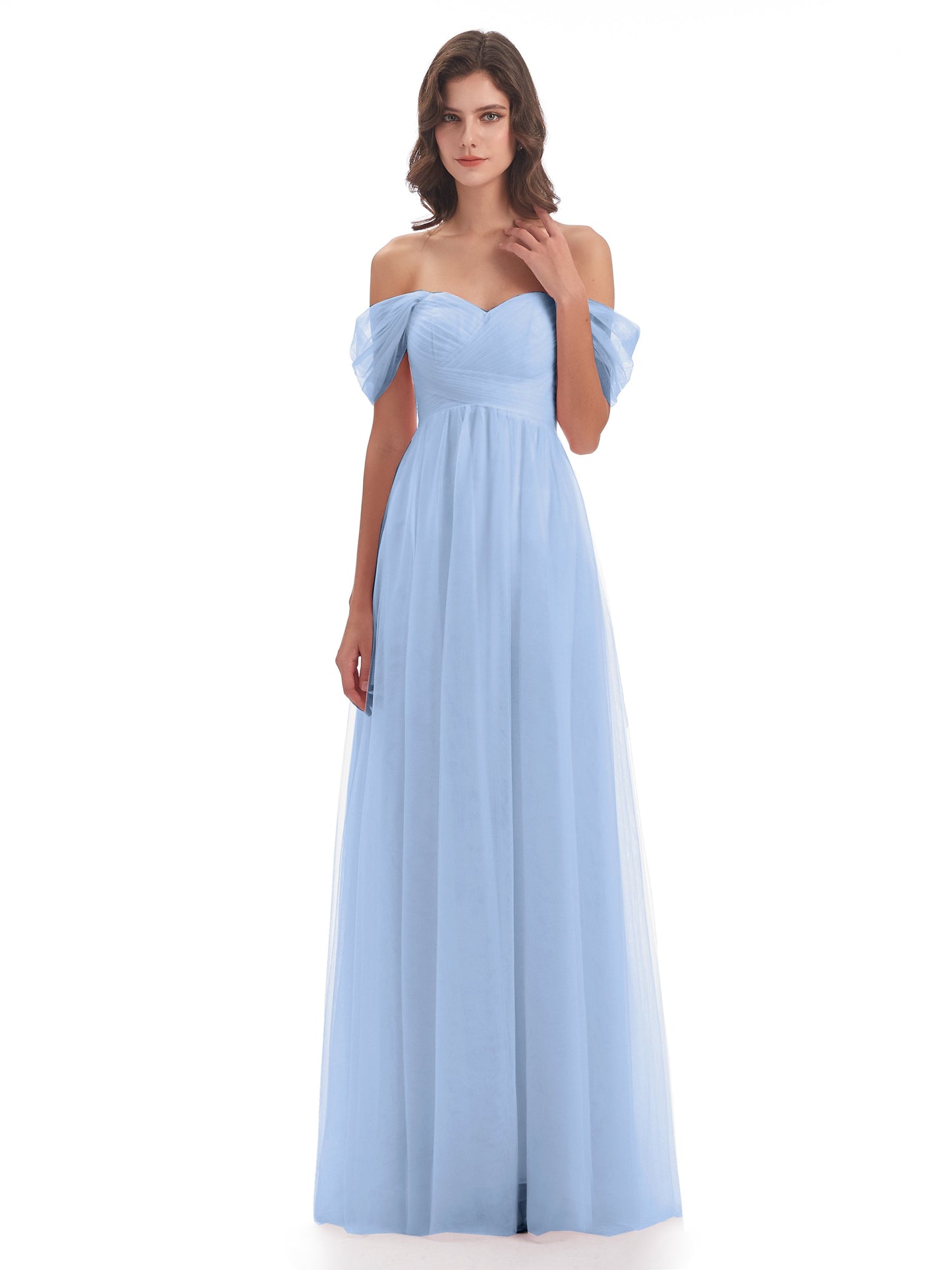 Evelyn Off The Shoulder Tulle Long Bridesmaid Dresses