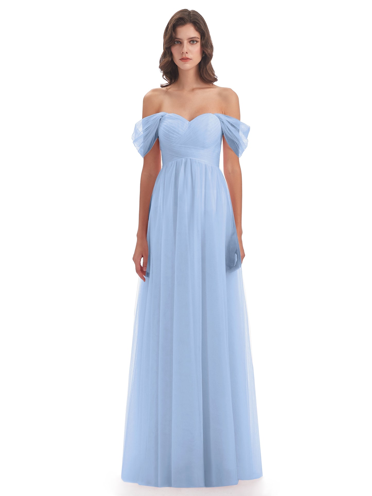 Evelyn Off The Shoulder Tulle Long Bridesmaid Dresses