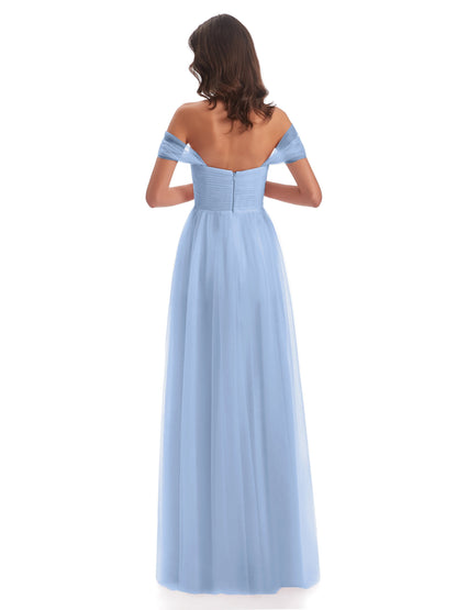 Evelyn Off The Shoulder Tulle Long Bridesmaid Dresses