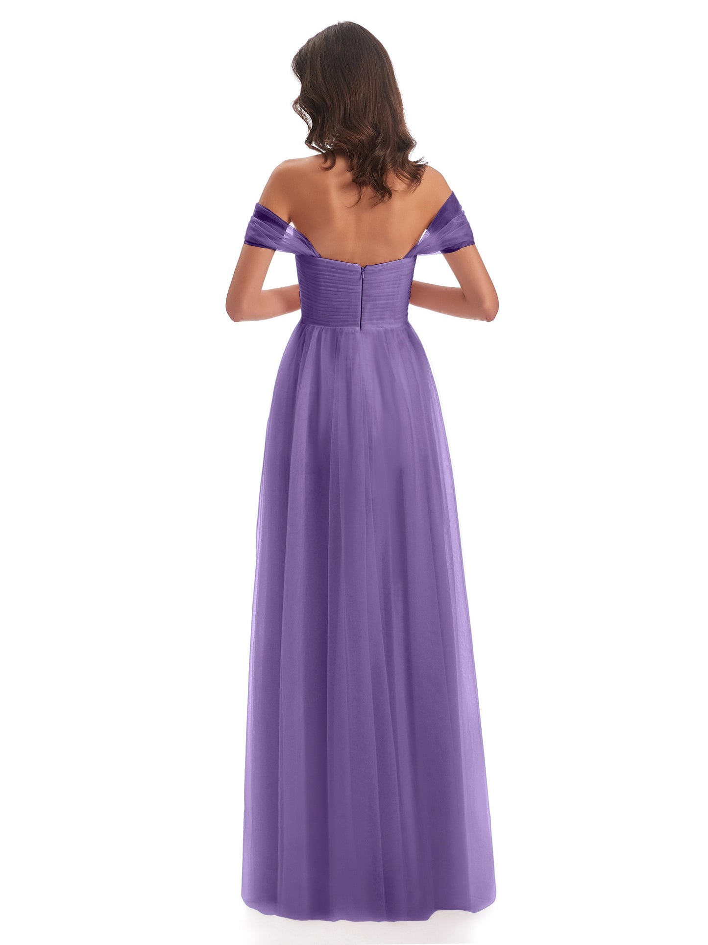 Evelyn Off The Shoulder Tulle Long Bridesmaid Dresses
