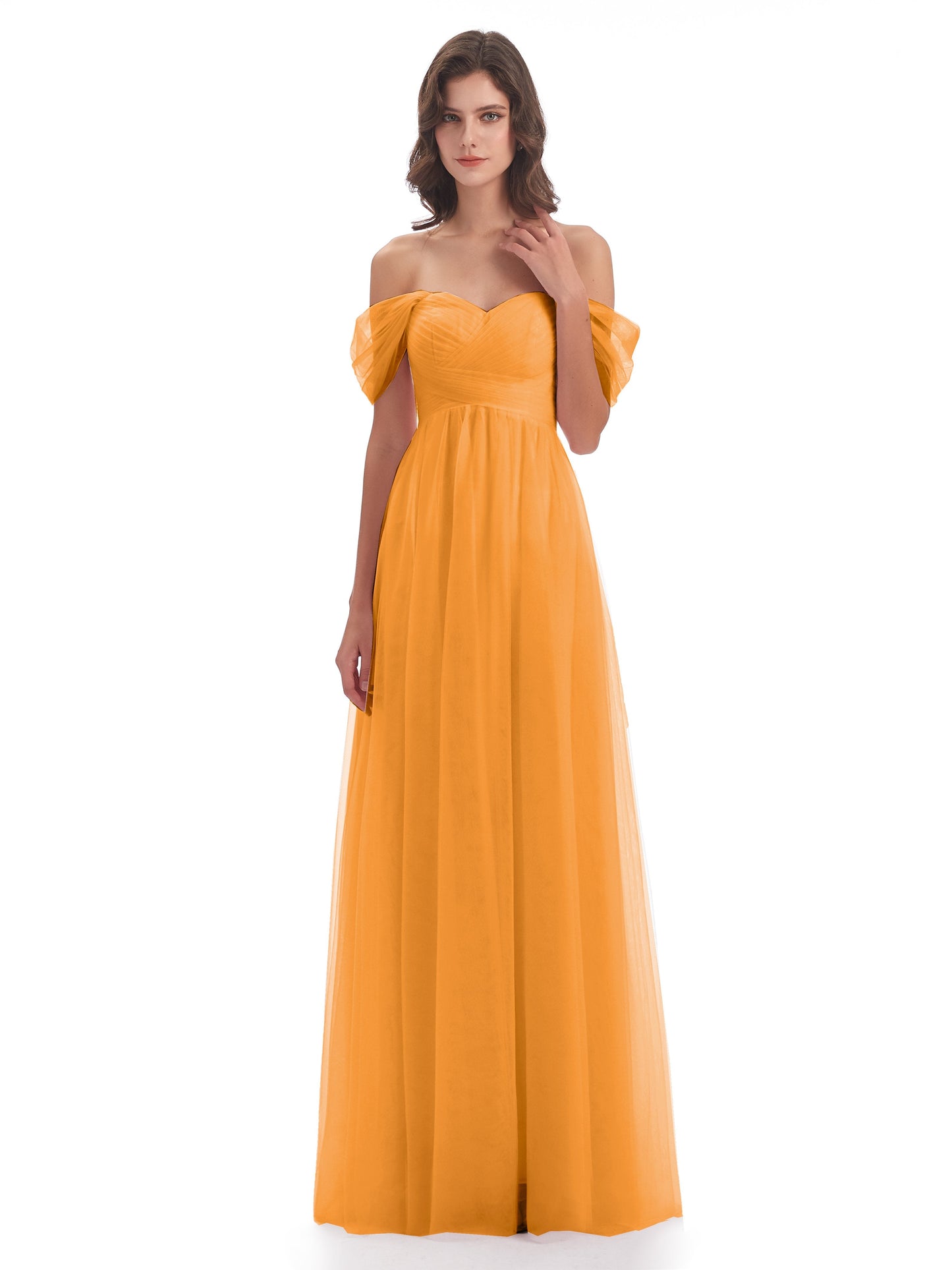 Evelyn Off The Shoulder Tulle Long Bridesmaid Dresses