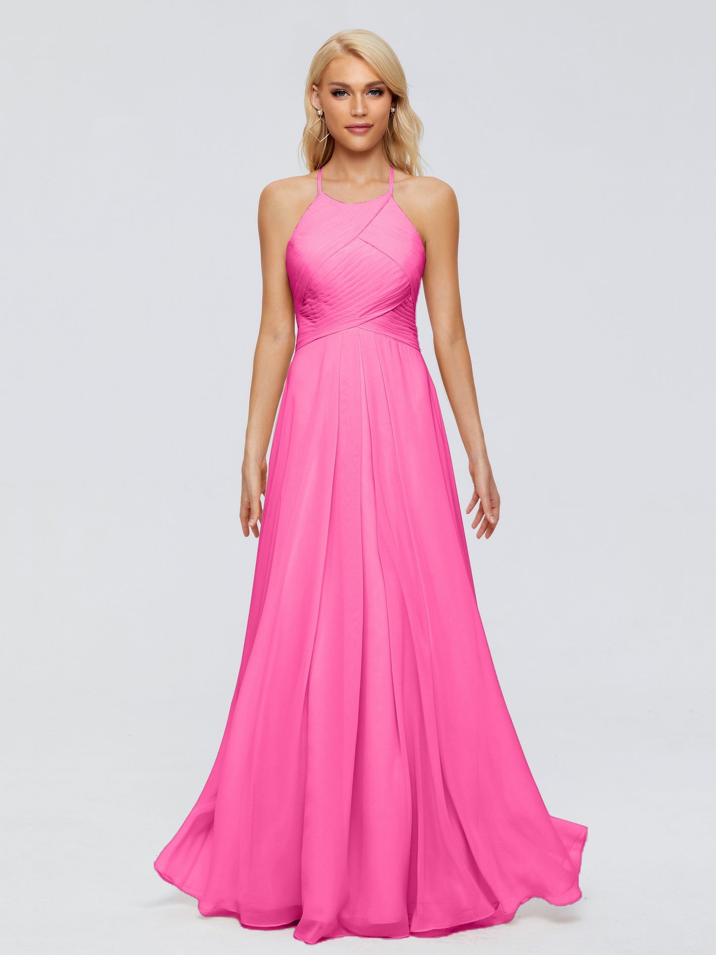 Finley A-line Halter Chiffon Bridesmaid Dresses