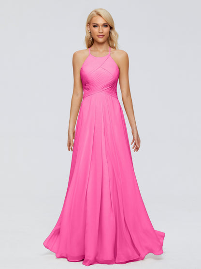 Finley A-line Halter Chiffon Bridesmaid Dresses