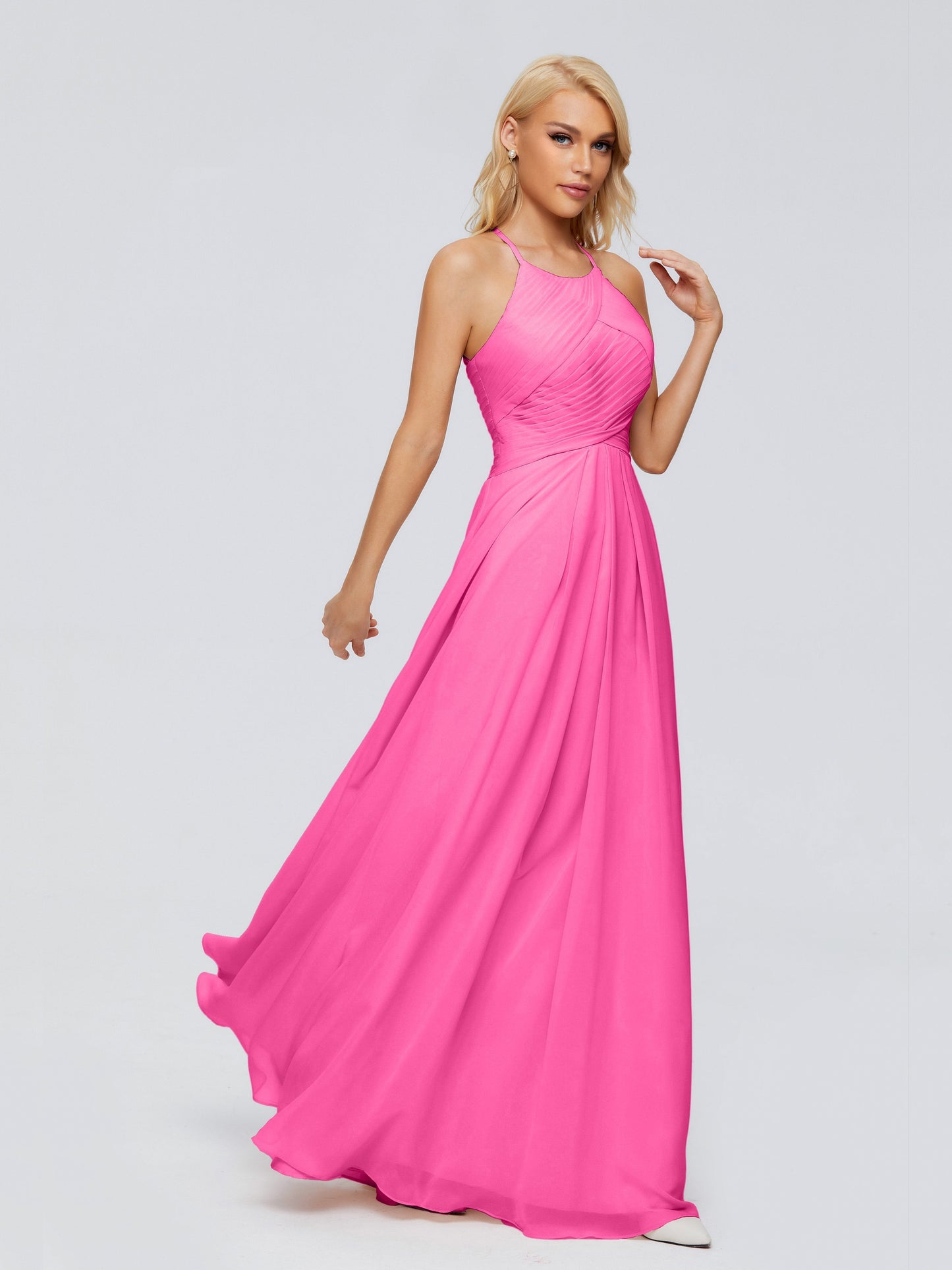 Finley A-line Halter Chiffon Bridesmaid Dresses