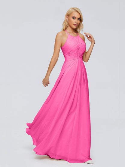 Finley A-line Halter Chiffon Bridesmaid Dresses