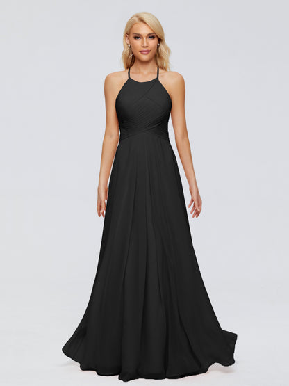 Finley A-line Halter Chiffon Bridesmaid Dresses