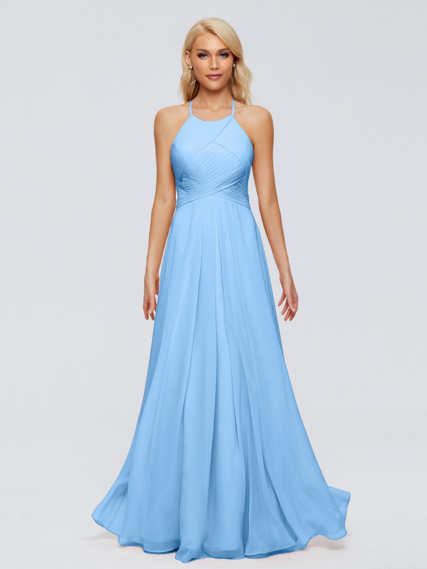 Finley A-line Halter Chiffon Bridesmaid Dresses