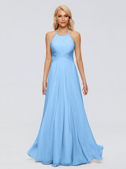 Finley A-line Halter Chiffon Bridesmaid Dresses