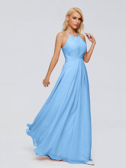 Finley A-line Halter Chiffon Bridesmaid Dresses