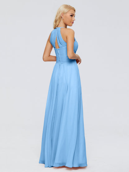 Finley A-line Halter Chiffon Bridesmaid Dresses