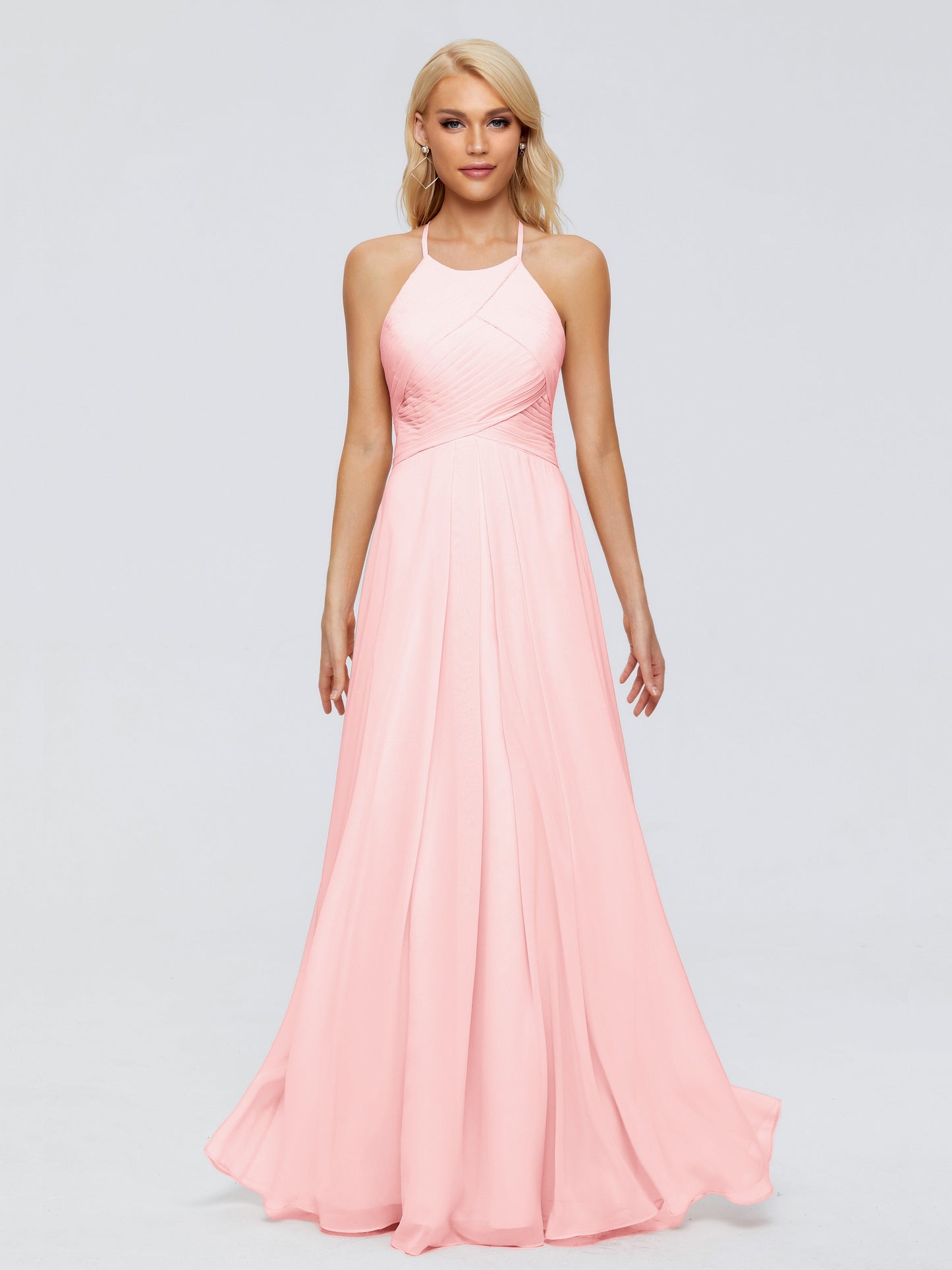 Finley A-line Halter Chiffon Bridesmaid Dresses