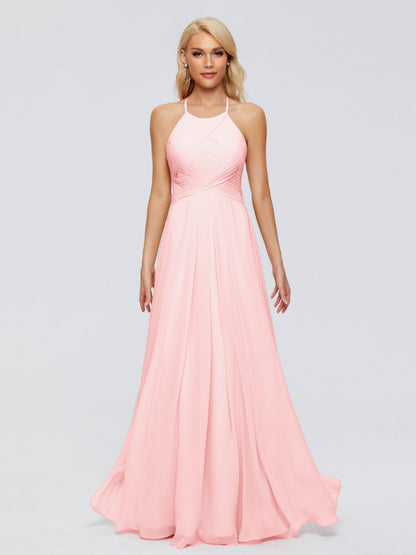 Finley A-line Halter Chiffon Bridesmaid Dresses