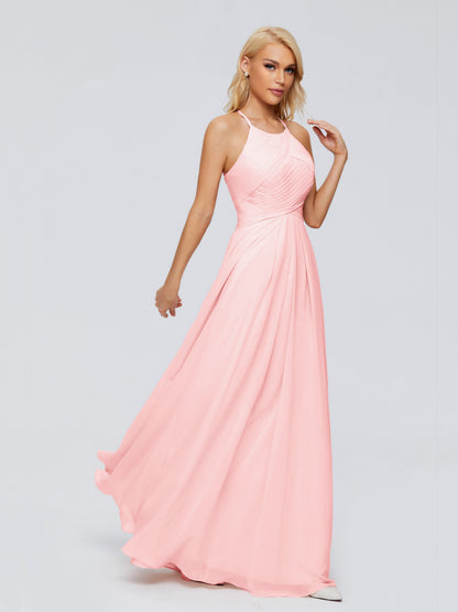 Finley A-line Halter Chiffon Bridesmaid Dresses