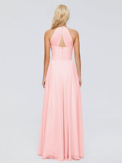 Finley A-line Halter Chiffon Bridesmaid Dresses