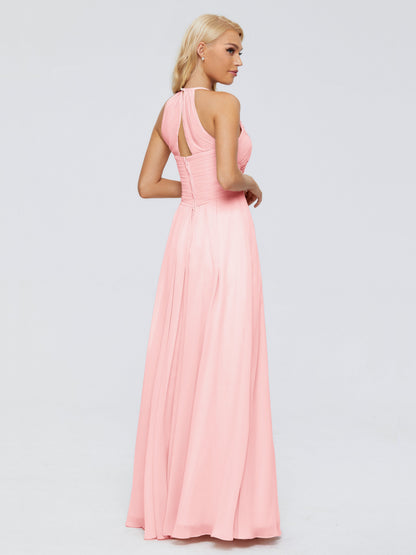 Finley A-line Halter Chiffon Bridesmaid Dresses