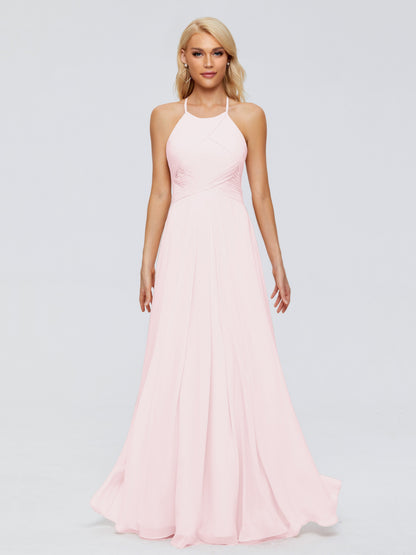 Finley A-line Halter Chiffon Bridesmaid Dresses