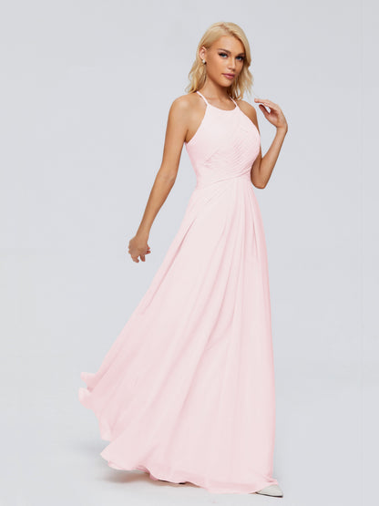 Finley A-line Halter Chiffon Bridesmaid Dresses