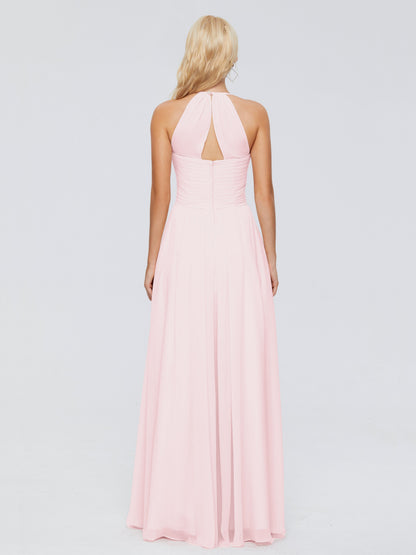 Finley A-line Halter Chiffon Bridesmaid Dresses