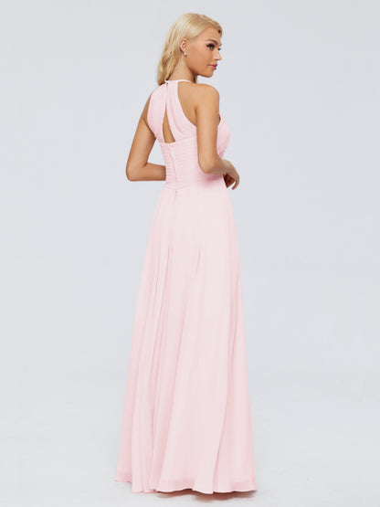 Finley A-line Halter Chiffon Bridesmaid Dresses