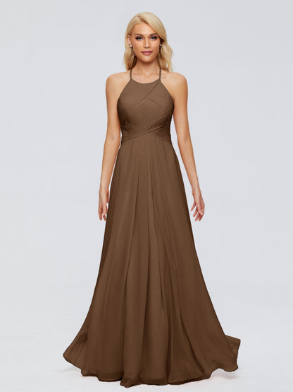 Finley A-line Halter Chiffon Bridesmaid Dresses