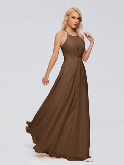 Finley A-line Halter Chiffon Bridesmaid Dresses