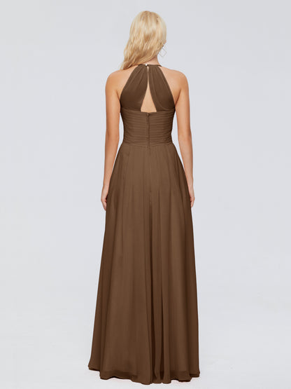 Finley A-line Halter Chiffon Bridesmaid Dresses